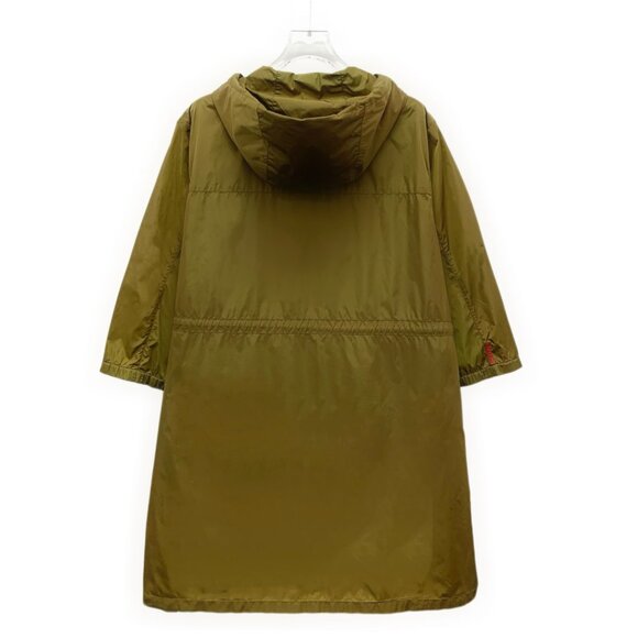 Prada Dark khaki nylon hooded drawstring waist long-sleeve trench coat - Picture 2 of 9